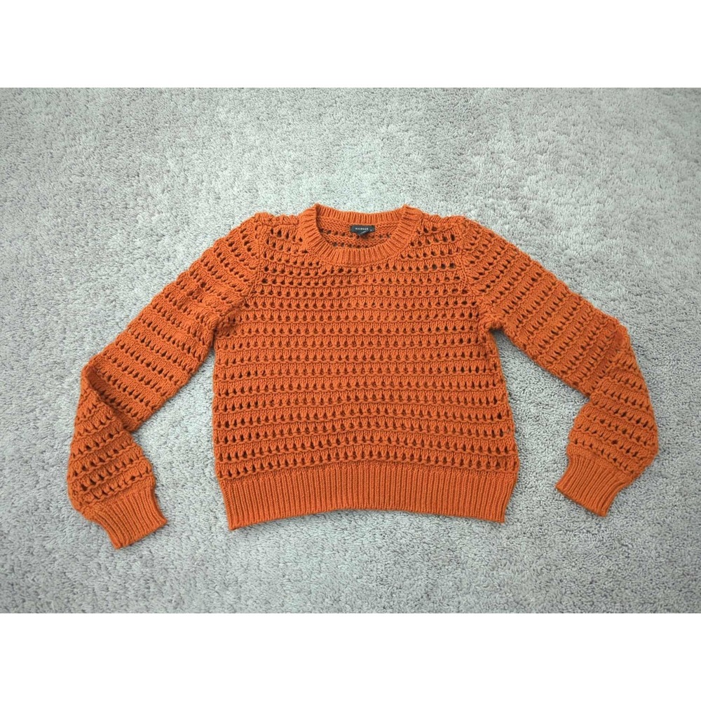 Halogen Sweater Womens S Rust Orange Long Sleeve Chunky Open Knit Cropped‎ Boho